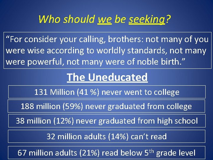Who should we be seeking? “For consider your calling, brothers: not many of you