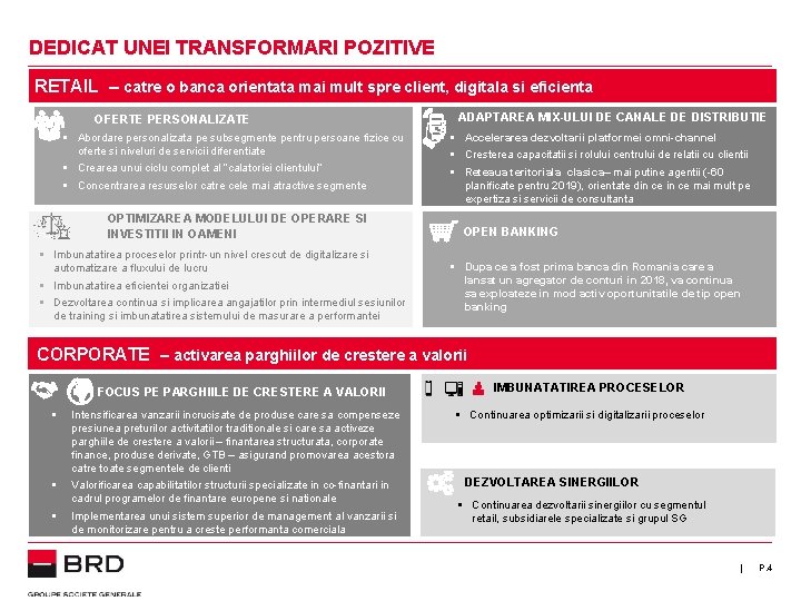 DEDICAT UNEI TRANSFORMARI POZITIVE RETAIL – catre o banca orientata mai mult spre client,