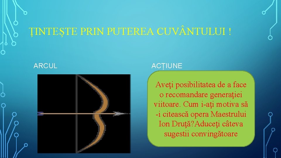 ȚINTEȘTE PRIN PUTEREA CUV NTULUI ! ARCUL ACȚIUNE Aveţi posibilitatea de a face o