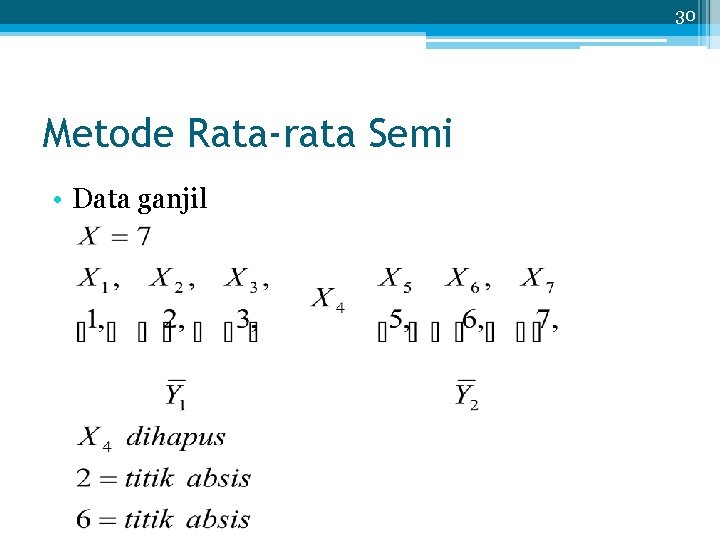 30 Metode Rata-rata Semi • Data ganjil 