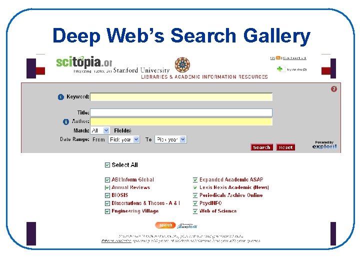 Deep Web’s Search Gallery 