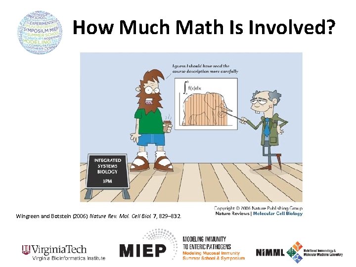 How Much Math Is Involved? Wingreen and Botstein (2006) Nature Rev. Mol. Cell Biol.