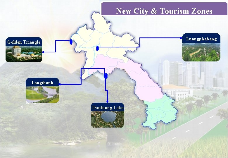 New City & Tourism Zones Luangphabang Golden Triangle Longthanh Thatluang Lake 