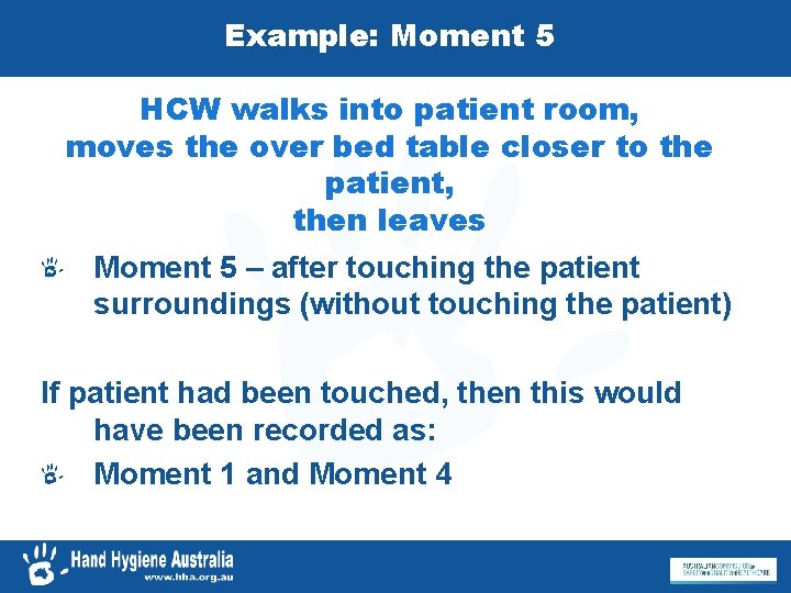 5 Moments for Hand Hygiene Based on the