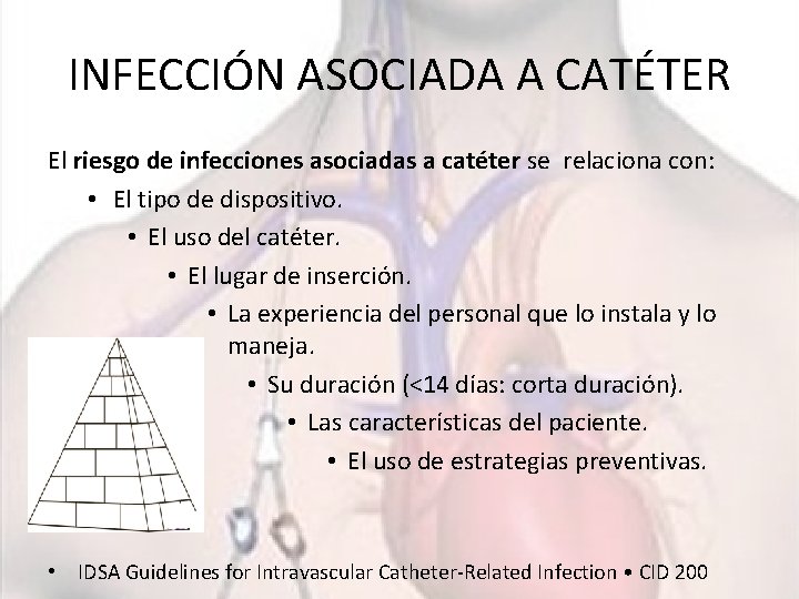 INFECCIÓN ASOCIADA A CATÉTER El riesgo de infecciones asociadas a catéter se relaciona con: