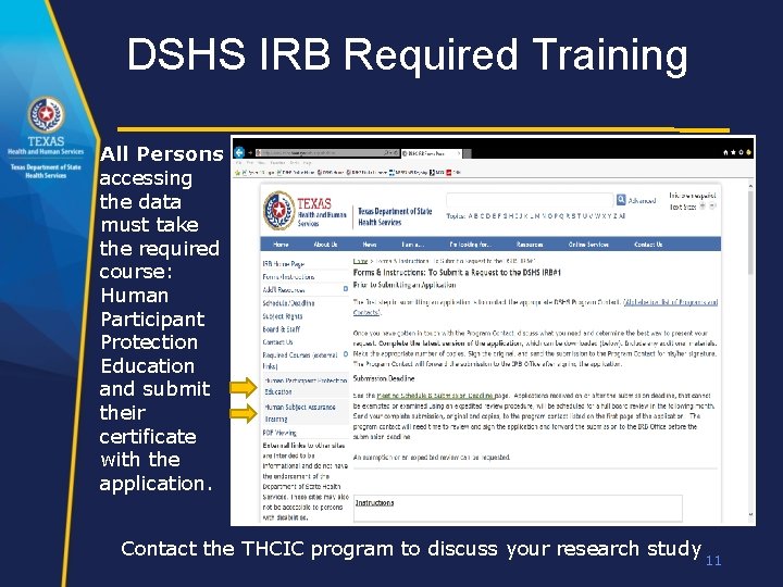 Institutional Review Board Application Process THCIC Program Hospital