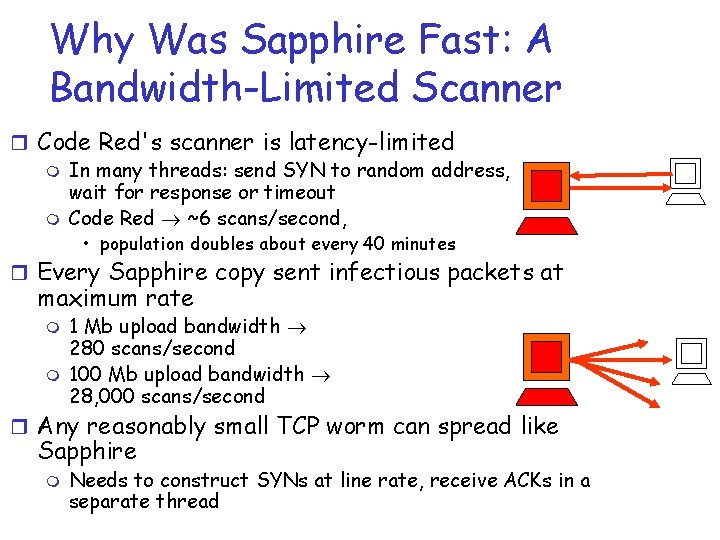 Why Was Sapphire Fast: A Bandwidth-Limited Scanner r Code Red's scanner is latency-limited m