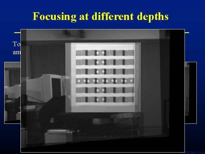 Focusing at different depths To focus at a different depth, we have to shift