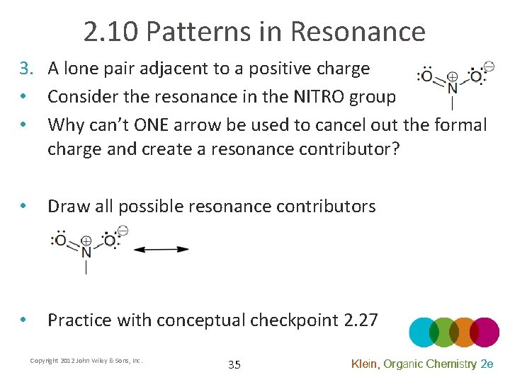 2. 10 Patterns in Resonance 3. A lone pair adjacent to a positive charge