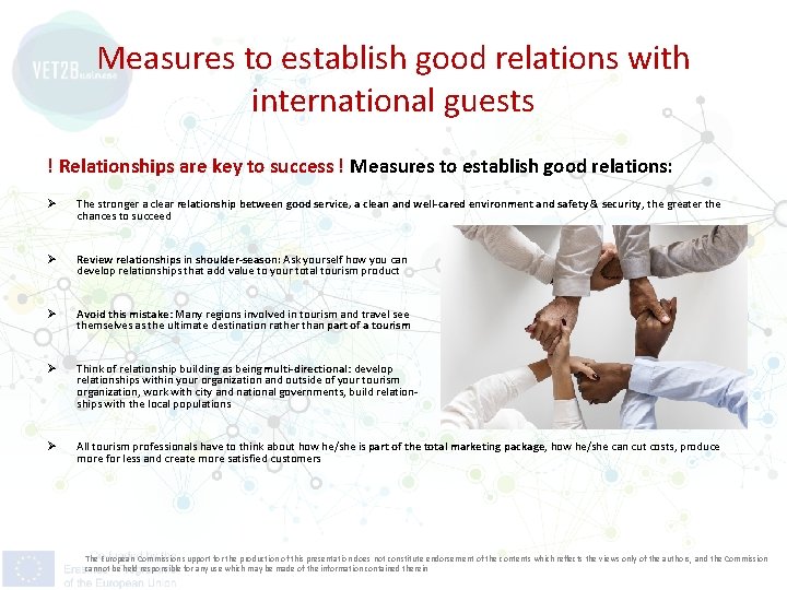 Measures to establish good relations with international guests ! Relationships are key to success