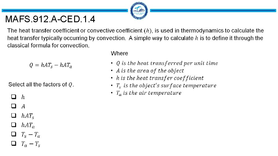 MAFS. 912. A-CED. 1. 4 