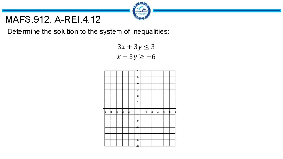 MAFS. 912. A-REI. 4. 12 Determine the solution to the system of inequalities: 