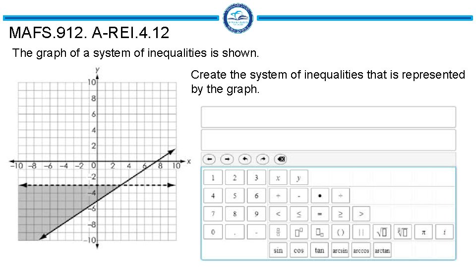 MAFS. 912. A-REI. 4. 12 The graph of a system of inequalities is shown.