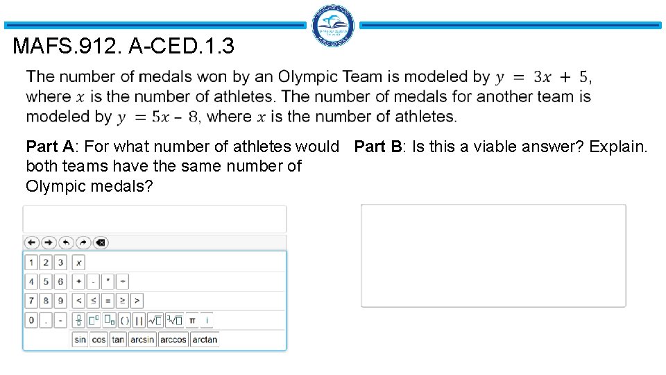 MAFS. 912. A-CED. 1. 3 Part A: For what number of athletes would Part