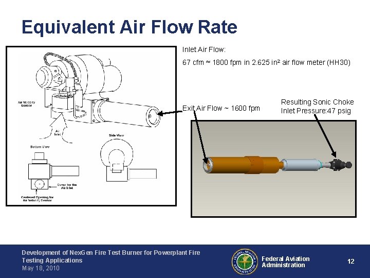 Equivalent Air Flow Rate Inlet Air Flow: 67 cfm ≈ 1800 fpm in 2.