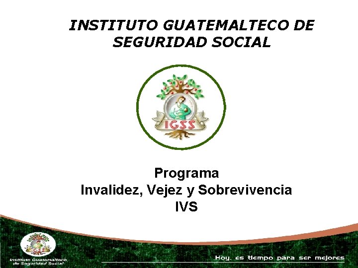 INSTITUTO GUATEMALTECO DE SEGURIDAD SOCIAL Programa Invalidez, Vejez y Sobrevivencia IVS 