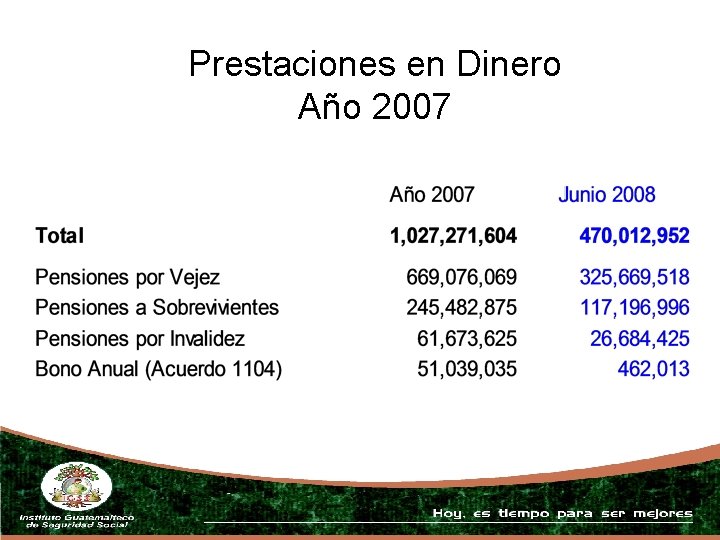 Prestaciones en Dinero Año 2007 