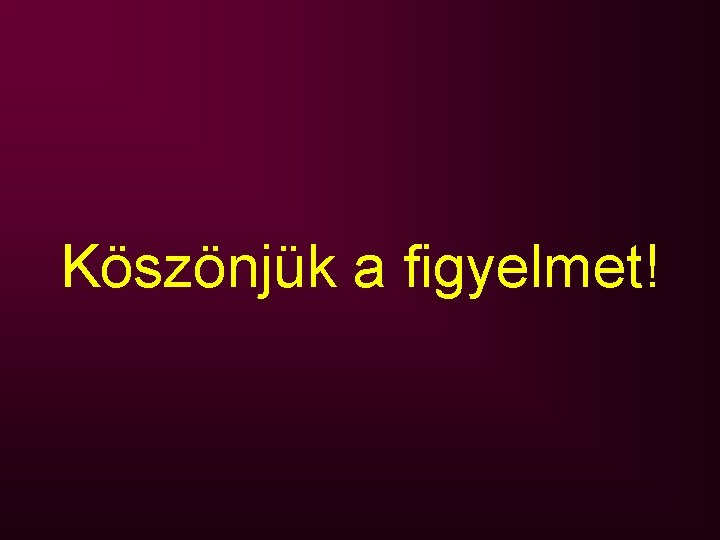 Köszönjük a figyelmet! 