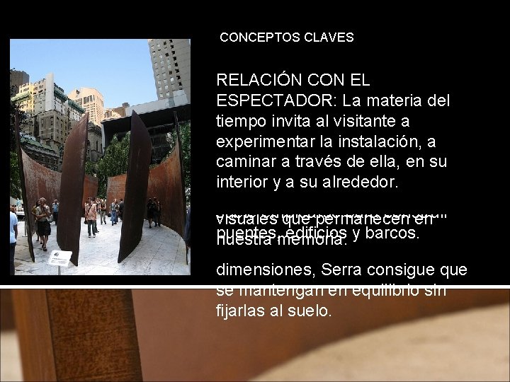 CONCEPTOS CLAVES TIEMPO Y ESPACIO: El título se PESO Y EQUILIBRIO: La escala, MATERIALES: