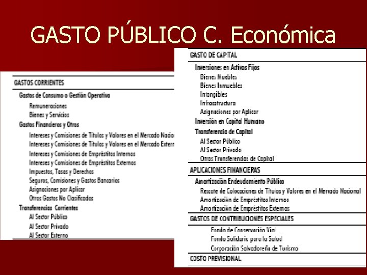 GASTO PÚBLICO C. Económica 