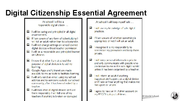 Digital Citizenship Essential Agreement Digital Citizenship Essential Agreement