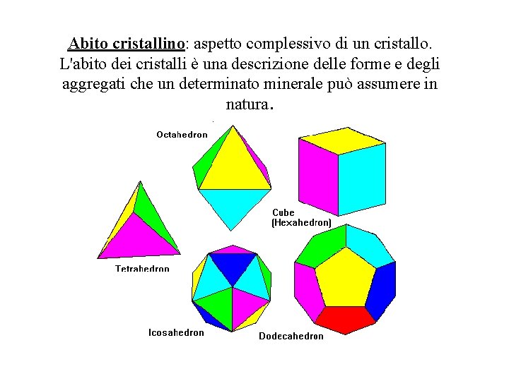 Abito cristallino: aspetto complessivo di un cristallo. L'abito dei cristalli è una descrizione delle