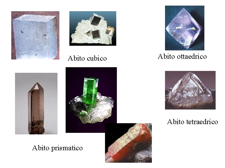 Abito cubico Abito ottaedrico Abito tetraedrico Abito prismatico 