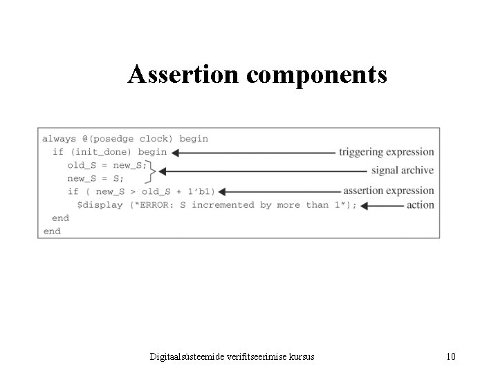 Assertion components Digitaalsüsteemide verifitseerimise kursus 10 