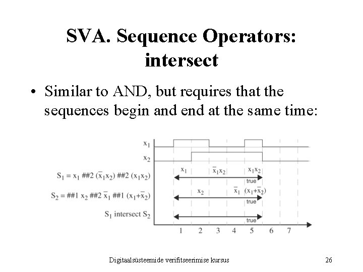 SVA. Sequence Operators: intersect • Similar to AND, but requires that the sequences begin