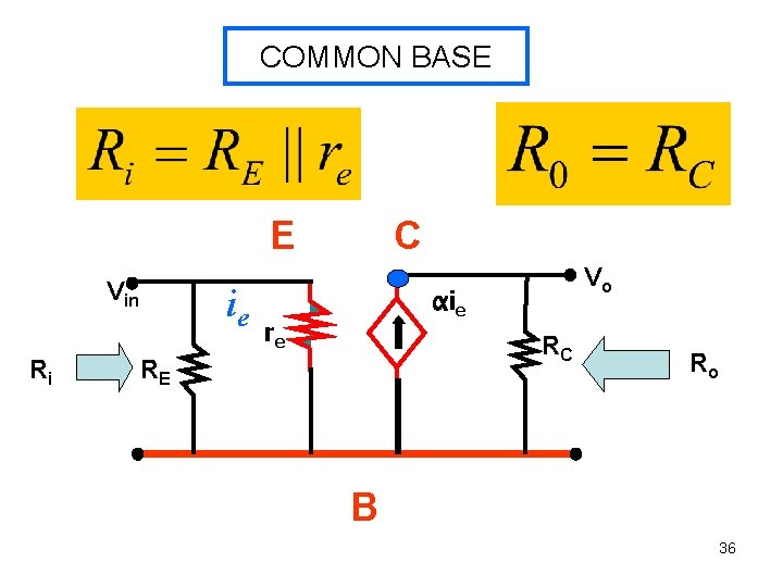 COMMON BASE E Vin Ri ie C Vo αie re RC RE Ro B