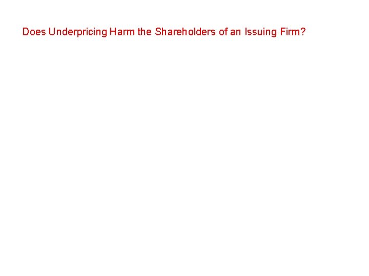Does Underpricing Harm the Shareholders of an Issuing Firm? 