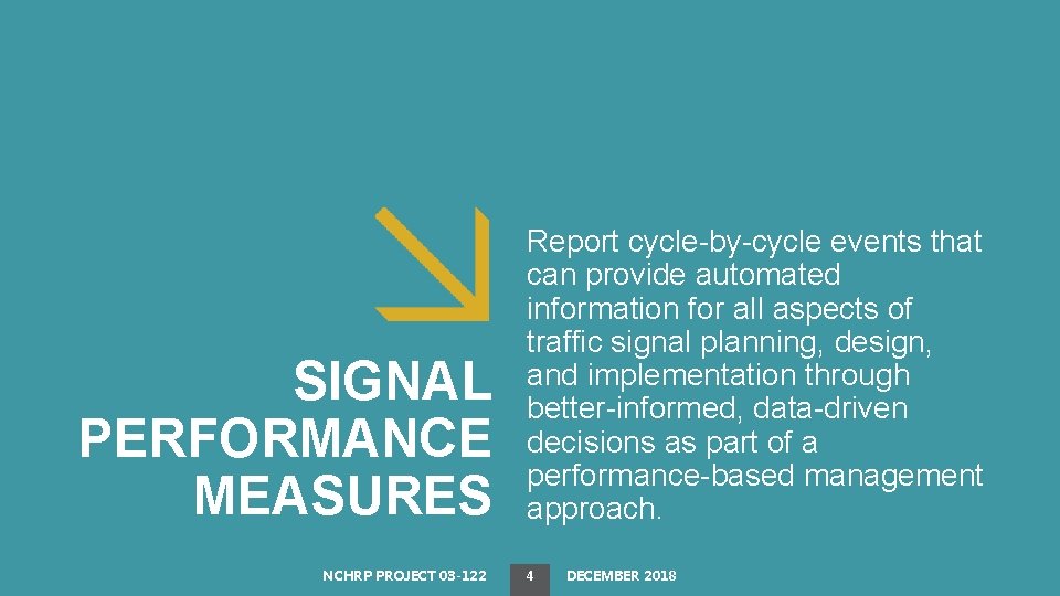 SIGNAL PERFORMANCE MEASURES NCHRP PROJECT 03 -122 Report cycle-by-cycle events that can provide automated