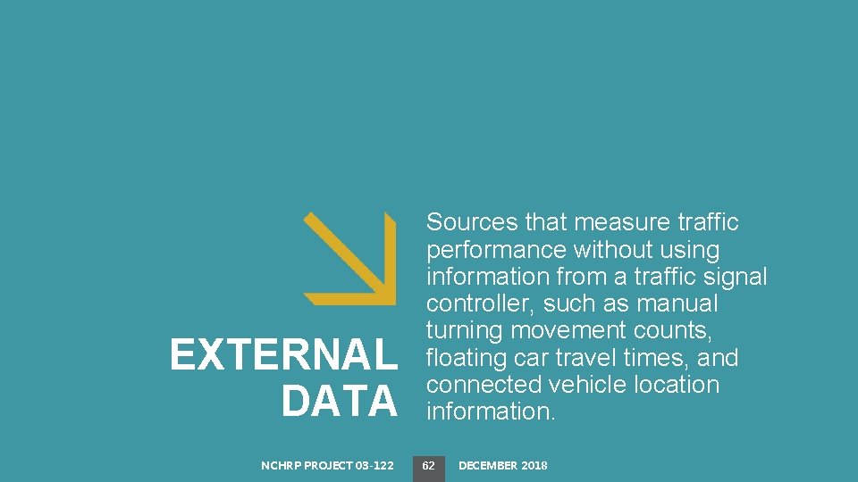 EXTERNAL DATA NCHRP PROJECT 03 -122 Sources that measure traffic performance without using information