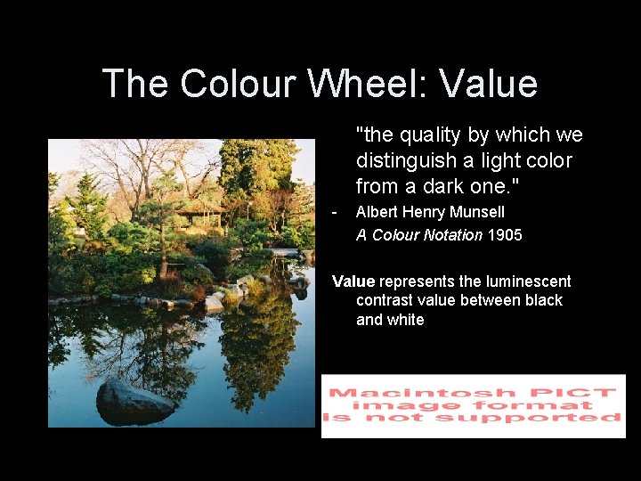 The Colour Wheel: Value "the quality by which we distinguish a light color from