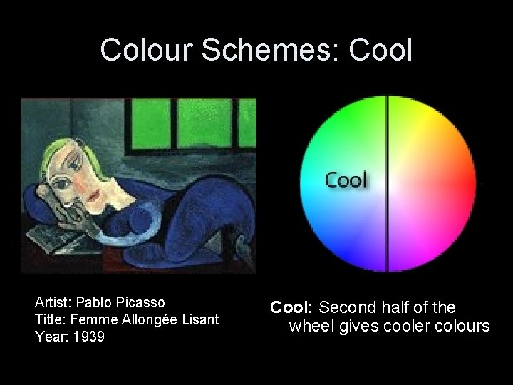 Colour Schemes: Cool Artist: Pablo Picasso Title: Femme Allongée Lisant Year: 1939 Cool: Second