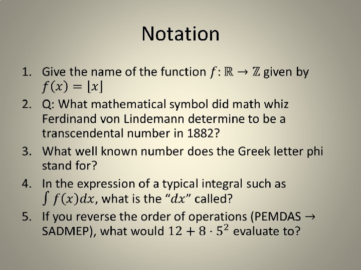 Notation • 