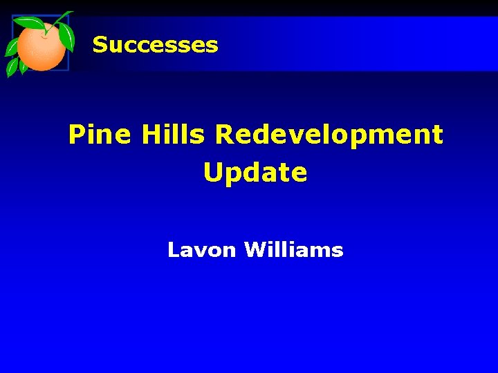 Successes Pine Hills Redevelopment Update Lavon Williams 