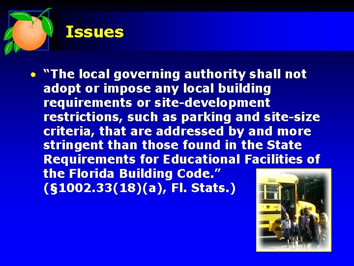 Issues • “The local governing authority shall not adopt or impose any local building