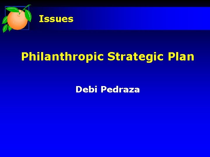 Issues Philanthropic Strategic Plan Debi Pedraza 