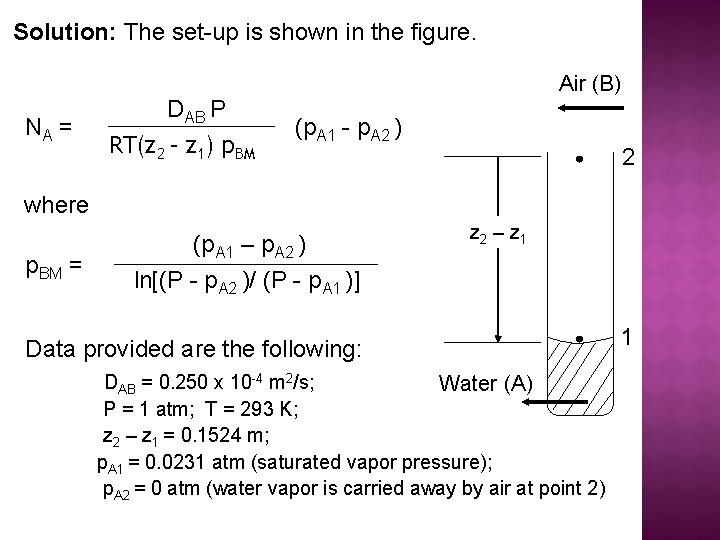 Solution: The set-up is shown in the figure. NA = DAB P RT(z 2