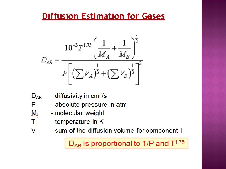 Diffusion Estimation for Gases 