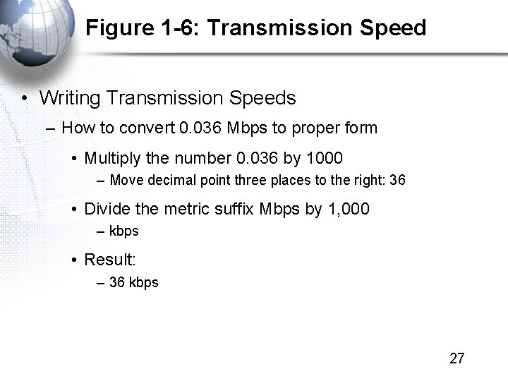Figure 1 -6: Transmission Speed • Writing Transmission Speeds – How to convert 0.