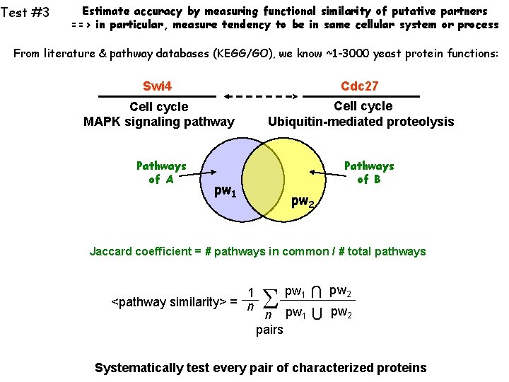 Test #3 Estimate accuracy by measuring functional similarity of putative partners ==> in particular,