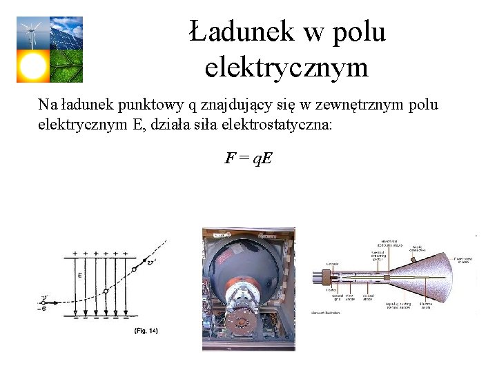 Ładunek w polu elektrycznym Na ładunek punktowy q znajdujący się w zewnętrznym polu elektrycznym