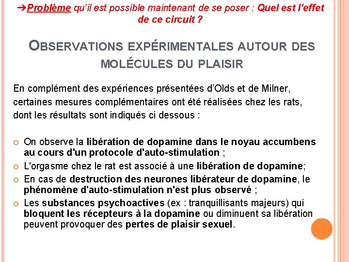 ➔Problème qu’il est possible maintenant de se poser : Quel est l’effet de ce