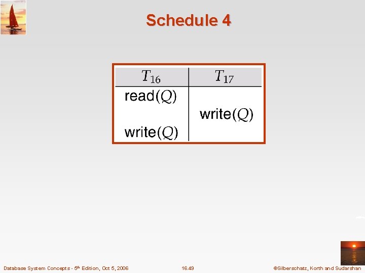 Schedule 4 Database System Concepts - 5 th Edition, Oct 5, 2006 16. 49