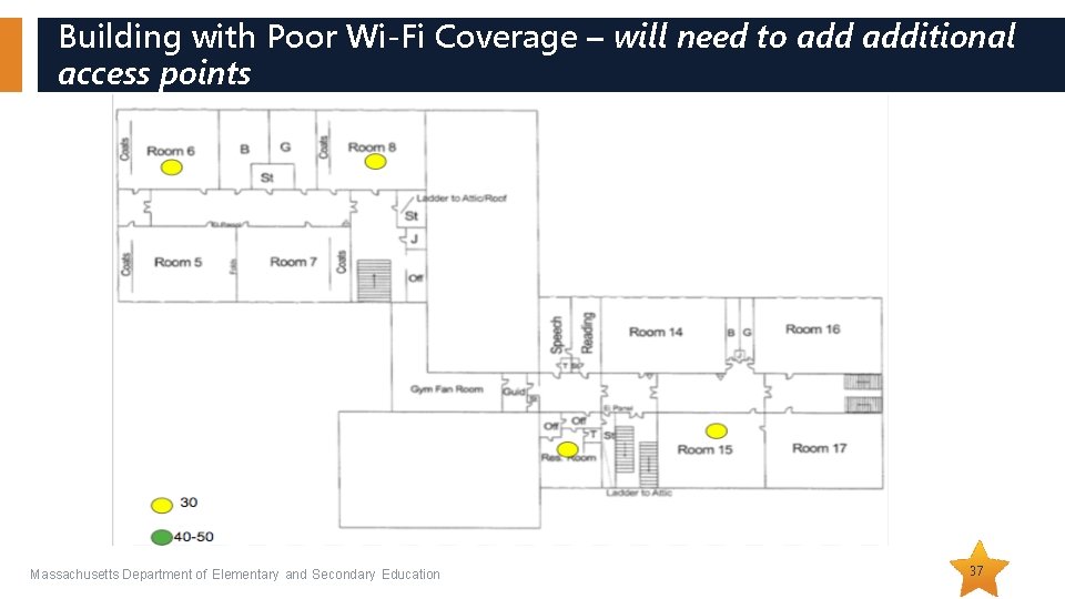 Building with Poor Wi-Fi Coverage – will need to additional access points Massachusetts Department