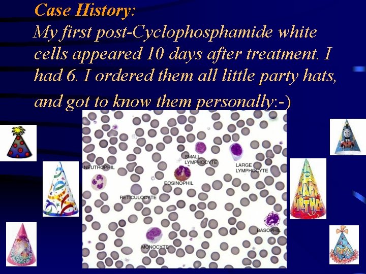 Case History: My first post-Cyclophosphamide white cells appeared 10 days after treatment. I had