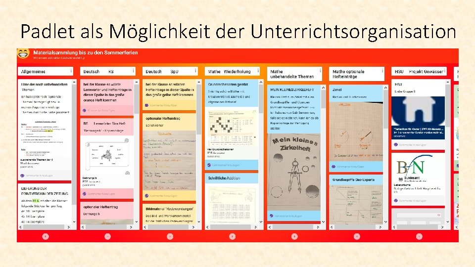 Padlet als Möglichkeit der Unterrichtsorganisation 