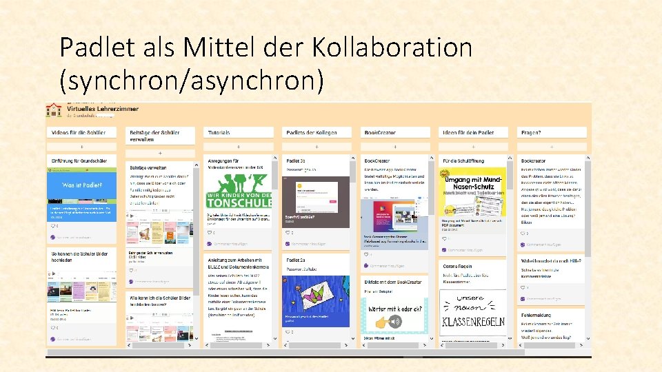 Padlet als Mittel der Kollaboration (synchron/asynchron) 